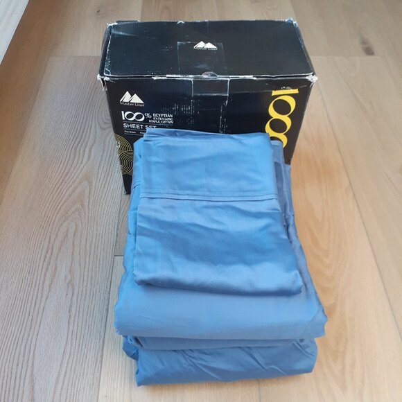 New Mayfair Linen Deep Blue Split King 1000 TC Egyptian Cotton Sheets - Picture 9 of 9